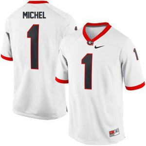 White #1 Sony Michel Georgia Bulldogs Jersey