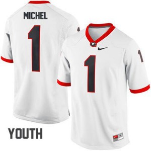 Youth White #1 Sony Michel Georgia Bulldogs Jersey