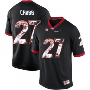 #27 Nick Chubb Black Limited Printing Portrait Football Georgia Bulldogs Jersey