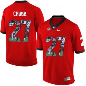 Printing Portrait Red Limited Football #27 Nick Chubb Georgia Bulldogs Jersey