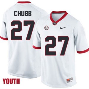 S-3XL Nick Chubb Georgia Bulldogs #27 Youth White Jersey