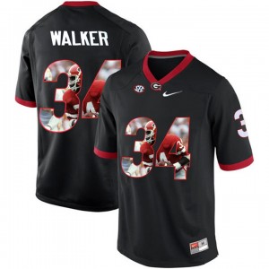 Georgia Bulldogs #34 Herchel Walker Black Limited Printing Portrait Football Jersey