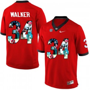 #34 Herchel Walker Georgia Bulldogs Jersey Limited Red Printing Portrait Football 