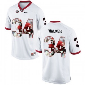 Georgia Bulldogs Herchel Walker #34 Limited Printing Portrait Football Jersey - White