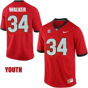 S-3XL Herschel Walker Georgia Bulldogs #34 Youth Red Jersey