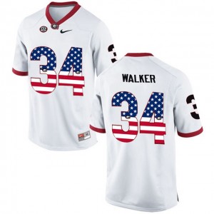 Men's Georgia Bulldogs #34 Herchel Walker White Limited 2017 US Flag College Football Jersey