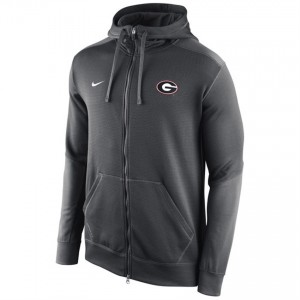 S-3XL Georgia Bulldogs Men's Anthracite KO Chain Fleece Therma-Fit Full-Zip Hoodie