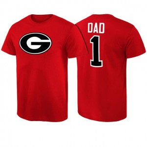 Men's Georgia Bulldogs Short Sleeve T-Shirt Red Number 1 Dad 