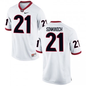 #21 Men's Frank Sinkwich Georgia Bulldogs Jersey Game White Alumni Football 