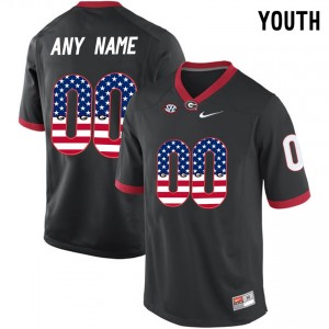 Georgia Bulldogs #00 Youth Limited US Flag College Custom Football Jersey - Black