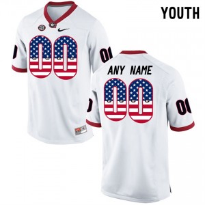 #00 Youth Georgia Bulldogs Jersey Limited White US Flag College Custom Football 