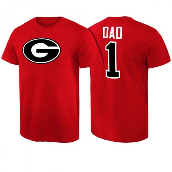 Men s Georgia Bulldogs Short Sleeve T Shirt Red Number 1 Dad UGA